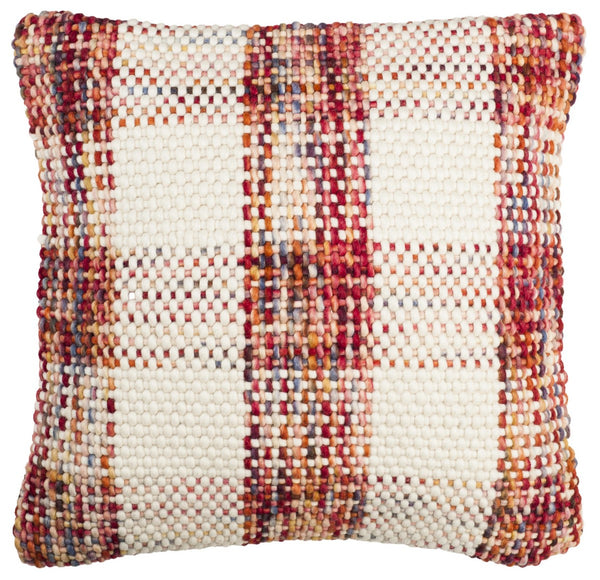 Woven Plaid Throw Pillow - Handloom Wool, Cozy Comfort with Hidden Zipper for Effortless Care