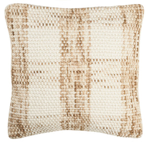Woven Plaid Throw Pillow - Handloom Wool, Cozy Comfort with Hidden Zipper for Effortless Care