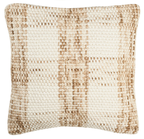 Woven Plaid Throw Pillow - Handloom Wool, Cozy Comfort with Hidden Zipper for Effortless Care