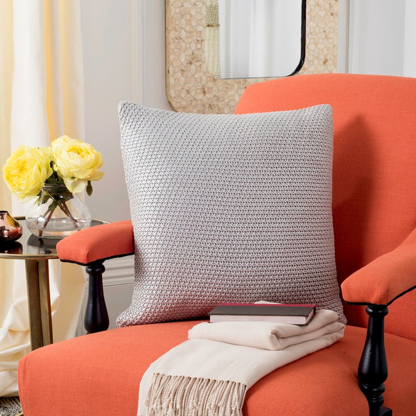 Tickled Grey Knit Pillow