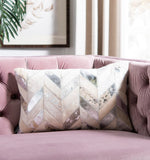 Safavieh Metallic Herringbone Cowhide Pillow Cream/Silver Cowhide PLS215A-2222