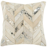 Metallic Herringbone Cowhide Pillow