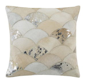 Safavieh Metallic Scale Cowhide Pillow White/Silver Cowhide PLS217A-1818