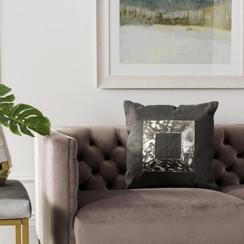 Grayer Metallic Cowhide 20"X20" Pillow