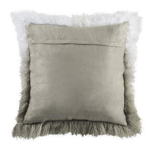 Safavieh Suri Pillow Sheep Skin Faux Plush Fur 20" White and Grey Hidden Zipper Polyfill PLS734A-2020 889048445581