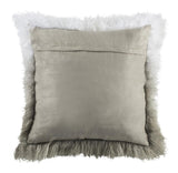 Safavieh Suri Pillow Sheep Skin Faux Plush Fur 20" White and Grey Hidden Zipper Polyfill PLS734A-2020 889048445581