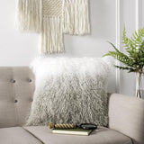 Safavieh Suri Pillow Sheep Skin Faux Plush Fur 20" White and Grey Hidden Zipper Polyfill PLS734A-2020 889048445581