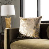 Safavieh Edmee Metallic Pillow Beige / Gold Viscose/Cotton/Poly Fil PLS881A-1236