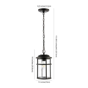 Cianna Outdoor Pendant Light – Timeless Matte Black Design with Seeded Glass Shade for Patios