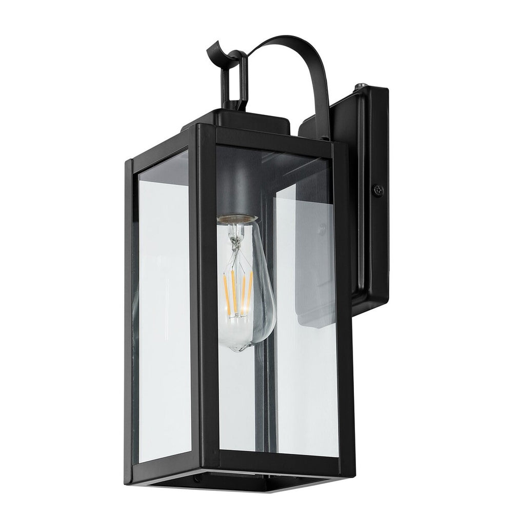 Safavieh Clemens Outdoor Wall Sconce -Set Of 2 Matte Black Metal / Glass PLT4018A-SET2