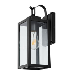 Safavieh Clemens Outdoor Wall Sconce -Set Of 2 Matte Black Metal / Glass PLT4018A-SET2