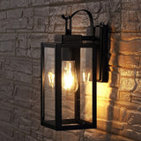 Safavieh Clemens Outdoor Wall Sconce -Set Of 2 Matte Black Metal / Glass PLT4018A-SET2