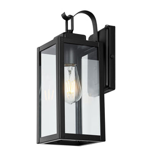 Safavieh Clemens Outdoor Wall Sconce -Set Of 2 Matte Black Metal / Glass PLT4018A-SET2