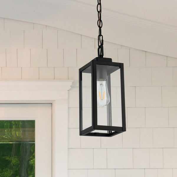 Safavieh Clemens Outdoor Pendant Matte Black Metal / Glass PLT4019A