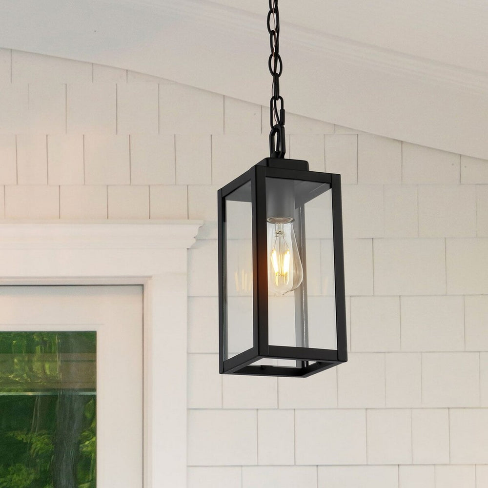 Safavieh Clemens Outdoor Pendant Matte Black Metal / Glass PLT4019A