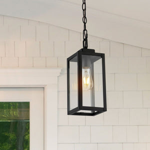 Safavieh Clemens Outdoor Pendant Matte Black Metal / Glass PLT4019A