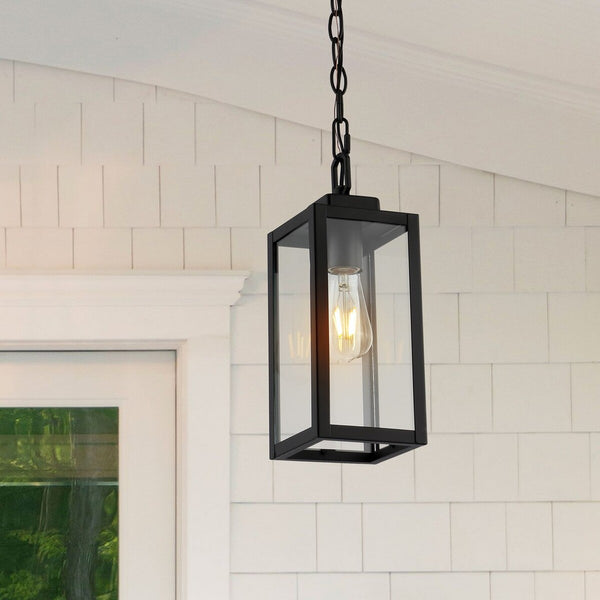 Safavieh Clemens Outdoor Pendant Matte Black Metal / Glass PLT4019A