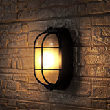 Safavieh Elora Outdoor Wall Sconce -Set Of 2 Textured Black Metal / Glass PLT4021A-SET2