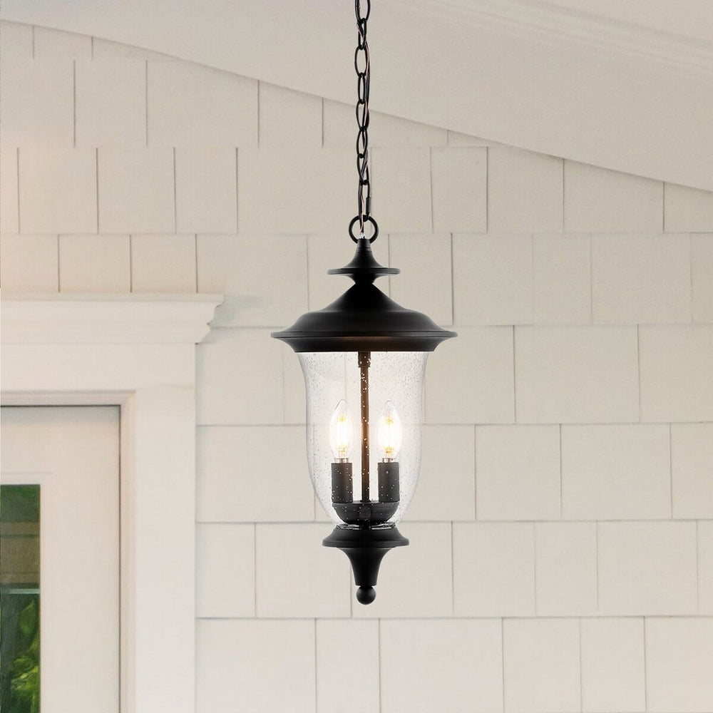 Safavieh Dowell Outdoor Pendant Black Metal / Glass PLT4033A