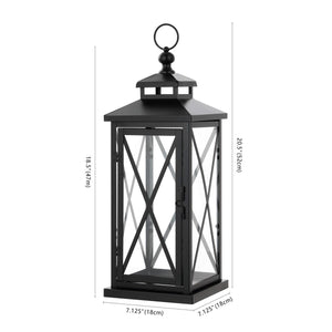 Safavieh Lirio Outdoor Lantern -Set Of 2 Black / Clear Metal / Glass PLT4064A-SET2