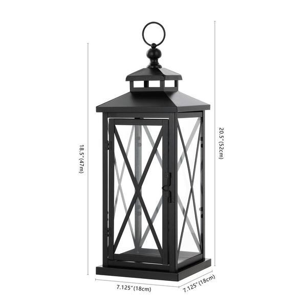 Safavieh Lirio Outdoor Lantern -Set Of 2 Black / Clear Metal / Glass PLT4064A-SET2