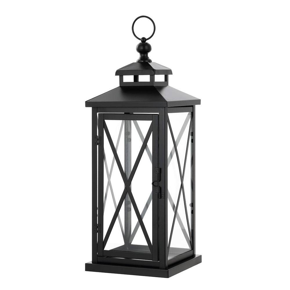 Safavieh Lirio Outdoor Lantern -Set Of 2 Black / Clear Metal / Glass PLT4064A-SET2