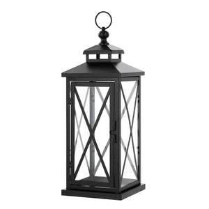 Safavieh Lirio Outdoor Lantern -Set Of 2 Black / Clear Metal / Glass PLT4064A-SET2