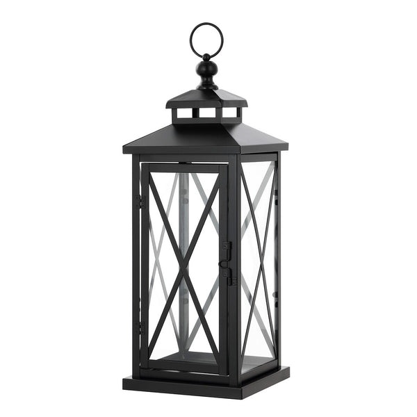 Safavieh Lirio Outdoor Lantern -Set Of 2 Black / Clear Metal / Glass PLT4064A-SET2