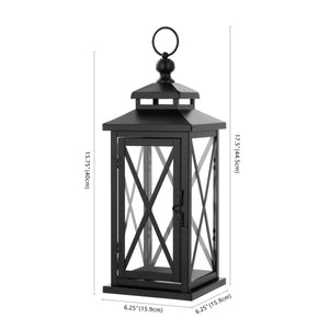 Safavieh Lirio Outdoor Lantern -Set Of 2 Black / Clear Metal / Glass PLT4065A-SET2