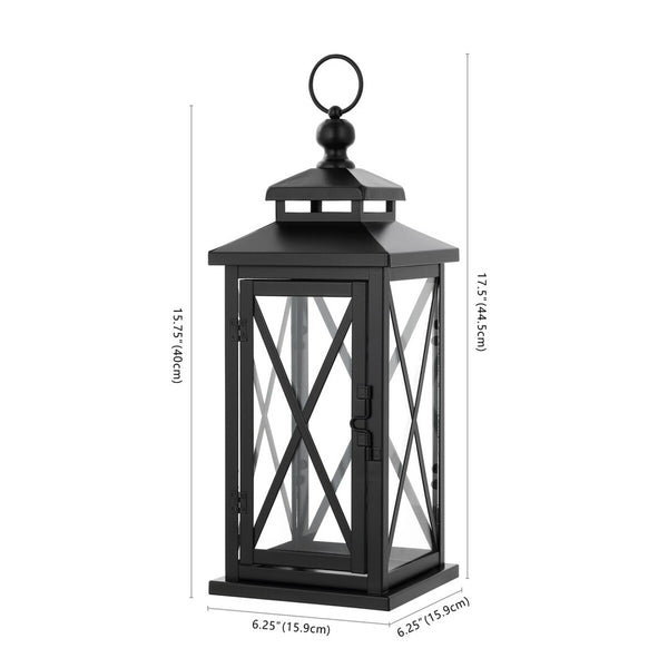 Safavieh Lirio Outdoor Lantern -Set Of 2 Black / Clear Metal / Glass PLT4065A-SET2