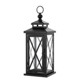 Safavieh Lirio Outdoor Lantern -Set Of 2 Black / Clear Metal / Glass PLT4065A-SET2