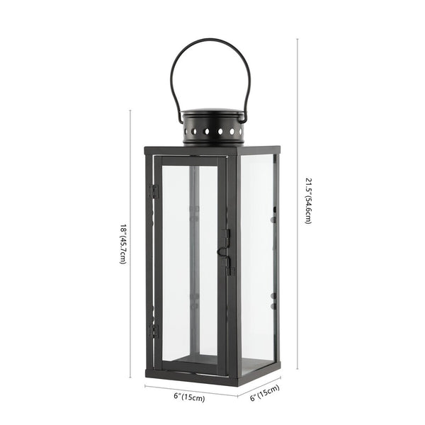 Safavieh Lorient Outdoor Lantern -Set Of 2 Black Metal / Glass PLT4069A-SET2