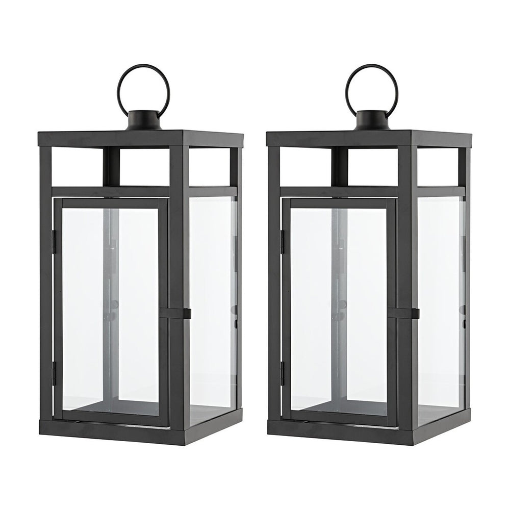 Safavieh Fraleigh Outdoor Lantern -Set Of 2 Black Metal / Glass PLT4073A-SET2