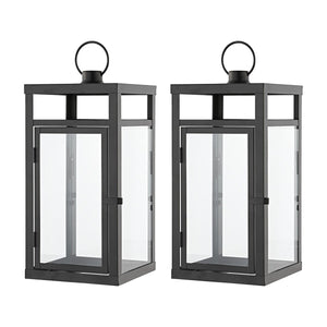 Safavieh Fraleigh Outdoor Lantern -Set Of 2 Black Metal / Glass PLT4073A-SET2
