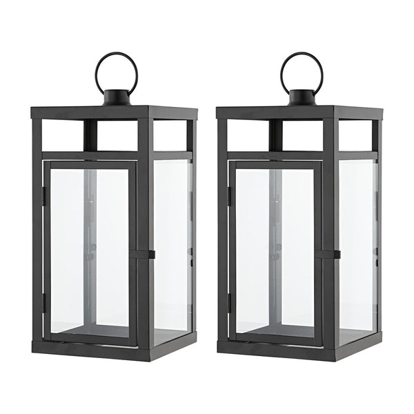 Safavieh Fraleigh Outdoor Lantern -Set Of 2 Black Metal / Glass PLT4073A-SET2