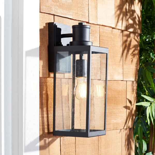 Safavieh Agni Outdoor Wall Sconce -Set Of 2 Black 20% Steel+80% Glass PLT7014A-SET2