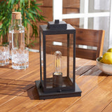 Safavieh Rinnah Outdoor Table Lamp Black 50% Steel+50% Glass PLT7037A