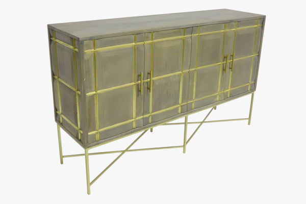 Porter Designs Mondrian Solid Handcarved Wood Transitional Cabinet Gray 07-125-06-26130