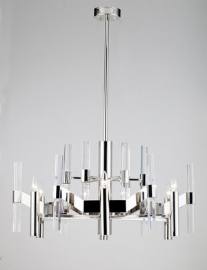 Bethel Chrome Chandelier in Metal & Crystal