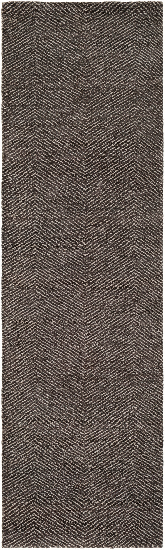 Parma PMA-2302 Modern Viscose, Wool Rug PMA2302-268 Charcoal, White 50% Viscose, 50% Wool 2'6" x 8'