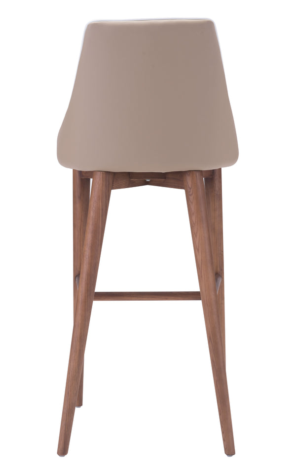 Zuo Modern Moor 100% Polyurethane, Plywood, Birch Wood Mid Century Commercial Grade Barstool Beige, Brown 100% Polyurethane, Plywood, Birch Wood