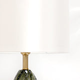 Pasargad Felicia Collection Modern Table Lamp- HLD Green Glass and White Drum Shade with Switch On Off for Indoor or Office PMT-29016-PASARGAD