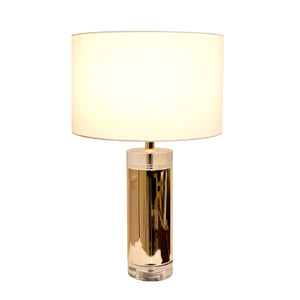 Pasargad Jupiter Glass Base & Steel Body with White Shade Table Lamp,On-Off Switch PMT-29111-PASARGAD