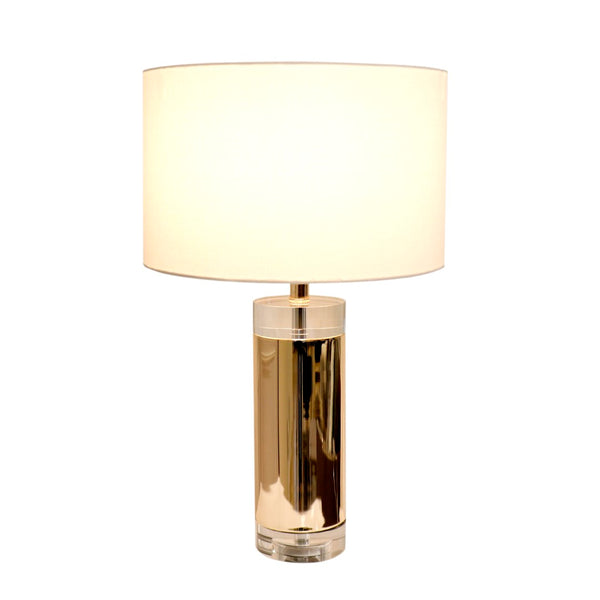 Pasargad Jupiter Glass Base & Steel Body with White Shade Table Lamp,On-Off Switch PMT-29111-PASARGAD