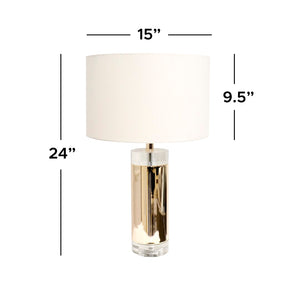 Pasargad Jupiter Glass Base & Steel Body with White Shade Table Lamp,On-Off Switch PMT-29111-PASARGAD