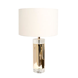Pasargad Jupiter Glass Base & Steel Body with White Shade Table Lamp,On-Off Switch PMT-29111-PASARGAD