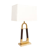 Majestic Collection Modern Metal Base White and Gold Table Lamp with E Bulb and White Shade - HWD, On-Off Switch