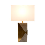 Pasargad Triumph Collection Grey Marble and Gold Metal Modern Table Lamp with E Bulb and White Shade- HWD, On-Off Switch PMT-30198-PASARGAD