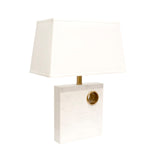 Verona Marble and Metal Table Lamp with E Bulb and White Shade -HW.D., White/Gold and On-Off Switch