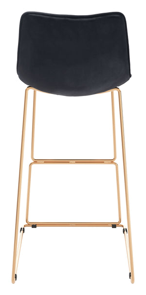 Zuo Modern Adele 100% Polyester, Plywood, Steel Modern Commercial Grade Barstool Set - Set of 2 Black, Gold 100% Polyester, Plywood, Steel